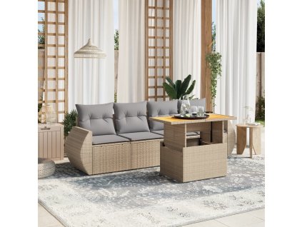 vidaXL 5-dielna záhradná súprava pohoviek s vankúšmi béžová polyratan