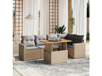 vidaXL 6-dielna záhradná súprava pohoviek s vankúšmi béžová polyratan