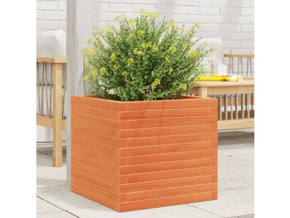 vidaXL Záhradný kvetináč voskovohnedý 50x50x46 cm masívna borovica
