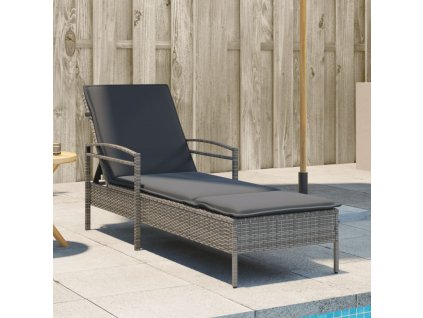 vidaXL Záhradné ležadlo s vankúšmi sivé 63x200x81 cm polyratan