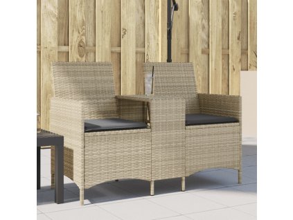 vidaXL 2-miestna záhradná pohovka stôl a vankúše bledosivá polyratan