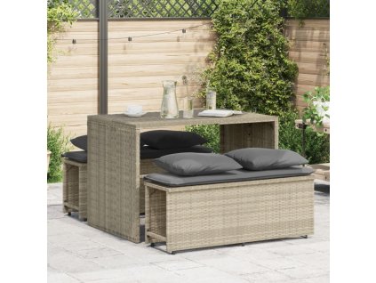 vidaXL 3-dielna záhradná jedálenská sada vankúše bledosivá polyratan