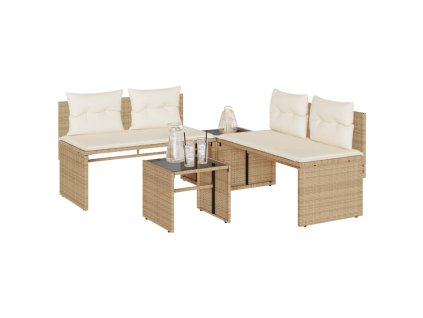 vidaXL 4-dielna záhradná súprava pohoviek s vankúšmi béžová polyratan
