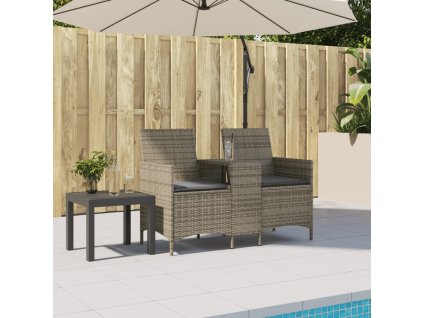 vidaXL 2-miestna záhradná pohovka so stolom vankúše sivá polyratan