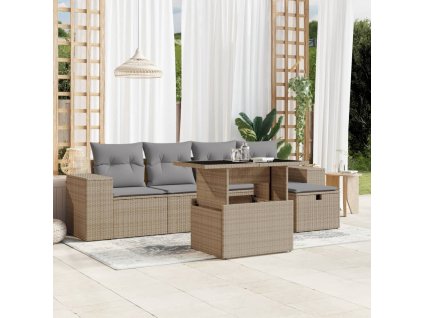 vidaXL 6-dielna záhradná súprava pohoviek s vankúšmi béžová polyratan