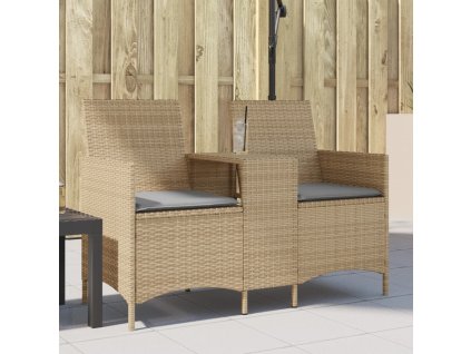 vidaXL 2-miestna záhradná pohovka so stolom vankúše béžová polyratan