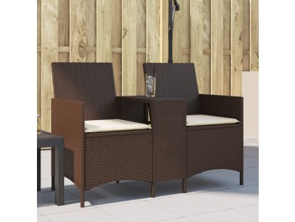 vidaXL 2-miestna záhradná pohovka so stolom vankúše hnedá polyratan