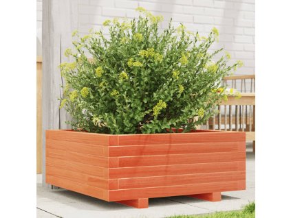 vidaXL Záhradný kvetináč voskovohnedý 60x60x26,5 cm masívna borovica