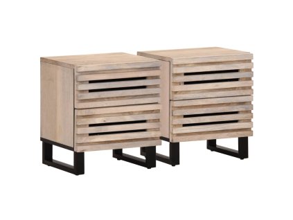 vidaXL Nočné stolíky 2 ks 40x34x46 cm masívne bielené mango
