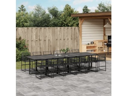 vidaXL 13-dielna záhradná jedálenská súprava čierna polyratan