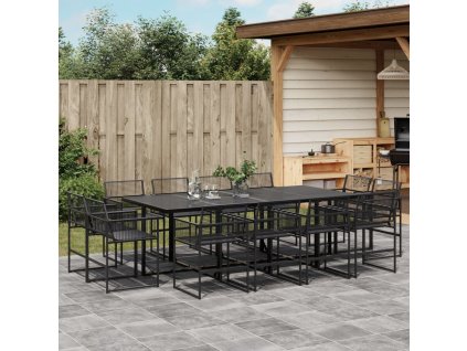 vidaXL 13-dielna záhradná jedálenská súprava čierna polyratan