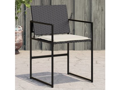 vidaXL Záhradné stoličky so sedákmi 4 ks čierne polyratanové