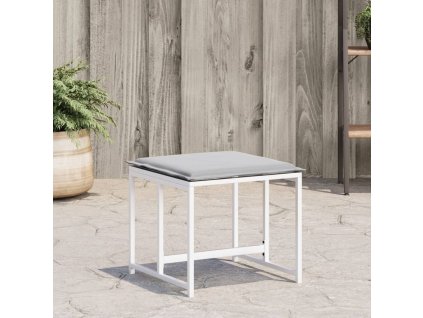 vidaXL Záhradné stoličky s vankúšmi 4 ks biele oceľ a textilén