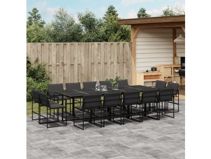 vidaXL 15-dielna záhradná jedálenská súprava a vankúše čierna textilén