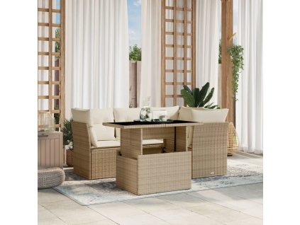 vidaXL 5-dielna záhradná súprava pohoviek s vankúšmi béžová polyratan