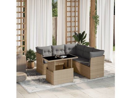 vidaXL 6-dielna záhradná súprava pohoviek s vankúšmi béžová polyratan