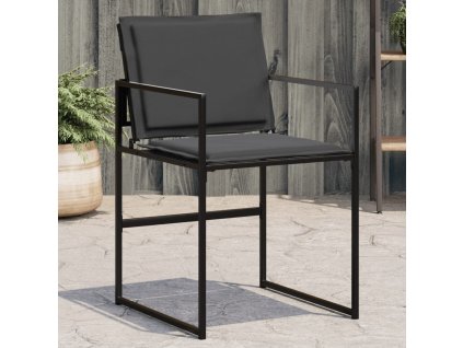 vidaXL Záhradné stoličky s vankúšmi 4 ks čierna oceľ a textilen