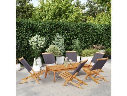 vidaXL Skladacie záhr. stoličky 6 ks antracitové látka a masívne drevo