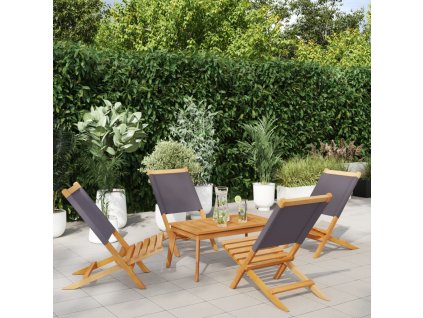 vidaXL Skladacie záhr. stoličky 2 ks antracitové látka a masívne drevo