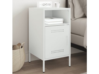 vidaXL Nočný stolík biela 36x39x68 cm oceľ