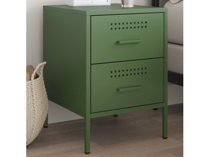vidaXL Nočný stolík olivovozelený 36x39x50,5 cm oceľ