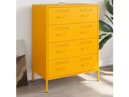 vidaXL Komoda horčicovožltá 68x39x89 cm oceľ