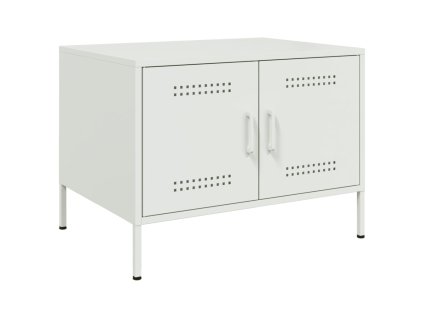 vidaXL Konferenčný stolík bela 68x50x50,5 cm oceľ