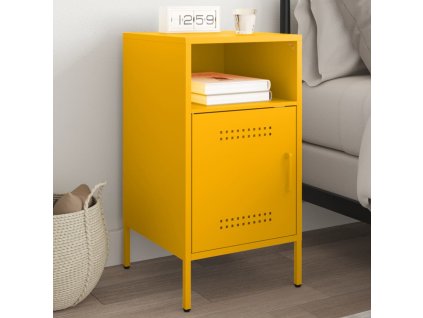 vidaXL Nočný stolík horčicovožltý 36x39x68 cm oceľ