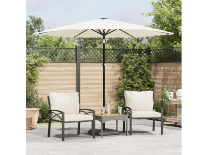 vidaXL Záhradný slnečník s oceľovou tyčou biely 268x268x226 cm