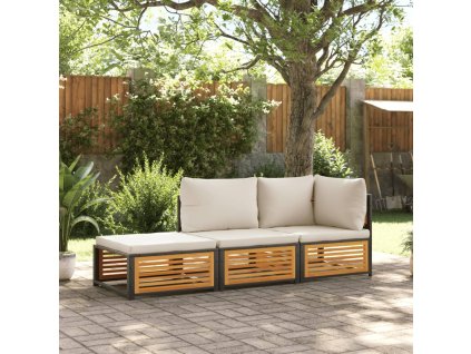 vidaXL 3-dielna záhradná sedacia súprava s vankúšmi akáciový masív