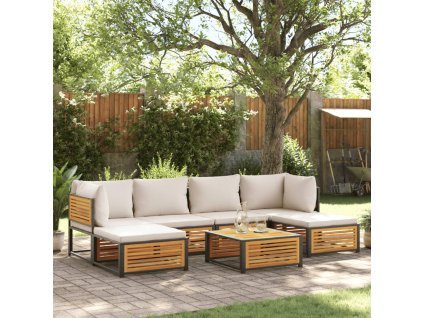 vidaXL 7-dielna záhradná sedacia súprava s podložkami akáciový masív