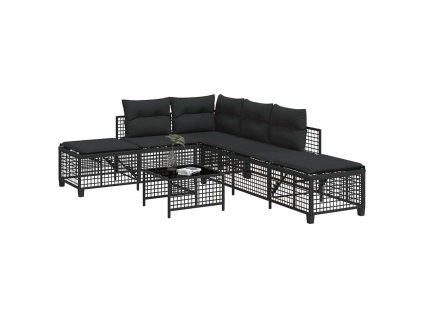 vidaXL 3-dielna rohová záhr. sedacia sada s vankúšmi polyratan čierna