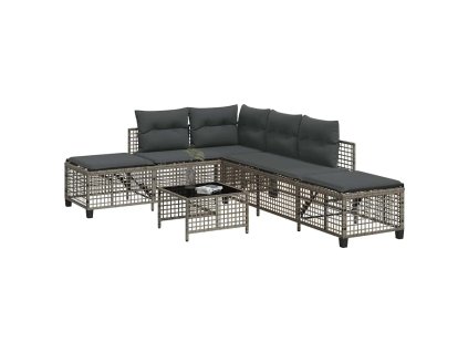 vidaXL 3-dielna rohová záhr. sedacia sada s vankúšmi sivá polyratanová