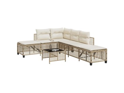 vidaXL 3-dielna rohová záhr. sedacia sada s vankúšmi béžová polyratan