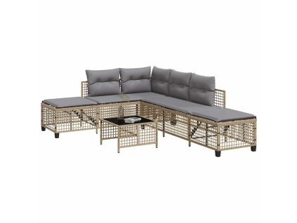 vidaXL 3dielna rohová záhr. sedacia sada vankúšmi mix béžový polyratan