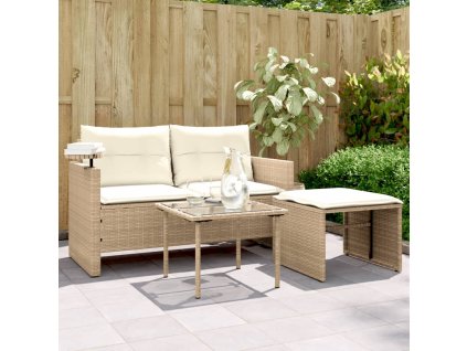 vidaXL 3-dielna záhradná súprava pohoviek s vankúšmi béžová polyratan