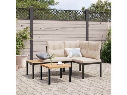 vidaXL Záhradné lavičky s vankúšmi 2 ks čierne práškovaná oceľ