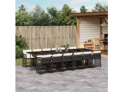 vidaXL 13-dielna záhradná jedálenská súprava vankúše hnedá polyratan