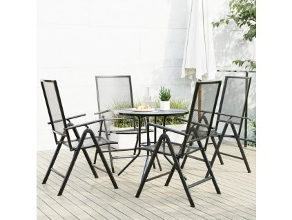 vidaXL Sklápacie záhradné stoličky 5 ks antracit práškovaná oceľ