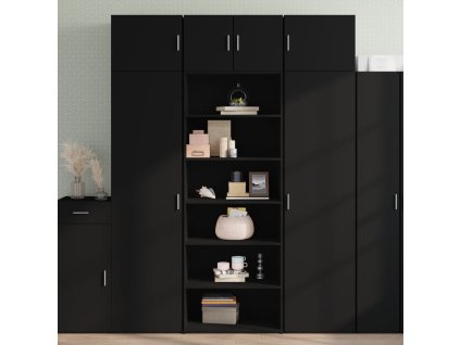 vidaXL Vysoká skrinka čierna 70x41x185 cm kompozitné drevo