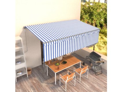 vidaXL Automatická markíza s tienidlom 5x3 m modro-biela
