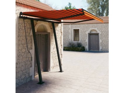 vidaXL Automaticky zaťahovacia markíza so stĺpikmi oranžovo-hnedá