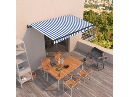 vidaXL Automaticky zaťahovacia markíza 400x350 cm modrá a biela