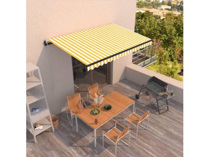 vidaXL Automaticky zaťahovacia markíza 400x350 cm žltá a biela