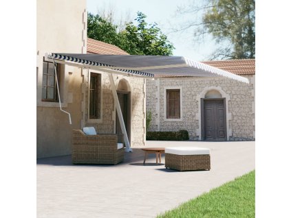 vidaXL Voľne stojaca ručne zaťahovacia markíza 500x300 cm, modro biela