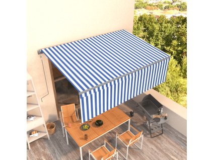 vidaXL Automatická markíza s tienidlom 4,5x3 m modro-biela