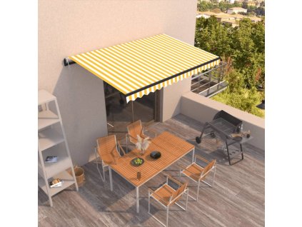 vidaXL Automaticky zaťahovacia markíza 450x300 cm žltá a biela