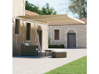 vidaXL Samostatne stojaca ručne zaťahovacia markíza 400x300 cm krémová