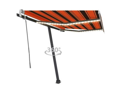 vidaXL Ručne zaťahovacia markíza s LED 300x250 cm oranžovo-hnedá