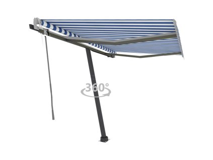 vidaXL Samostatne stojaca automatická markíza 300x250 cm modro-biela
